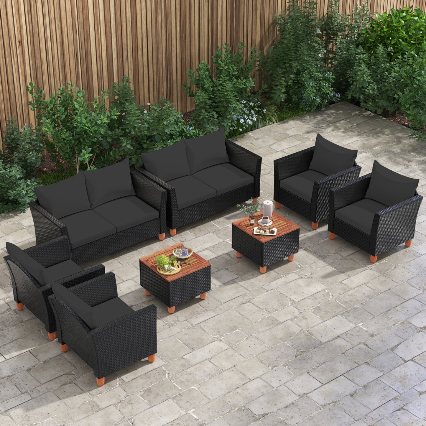 4-Piece Patio Conversation Set with Storage Coffee Table