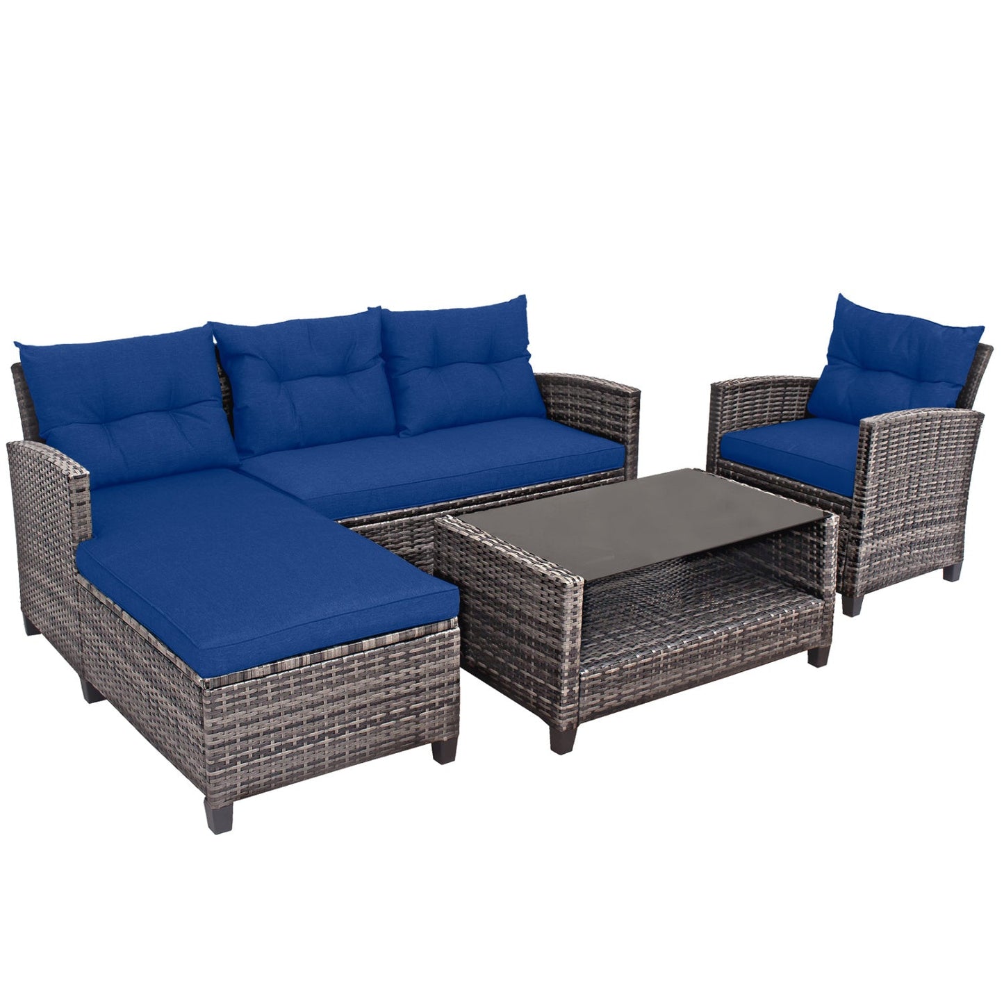 4-Piece Outdoor Sectional Sofa Set with Coffee Table