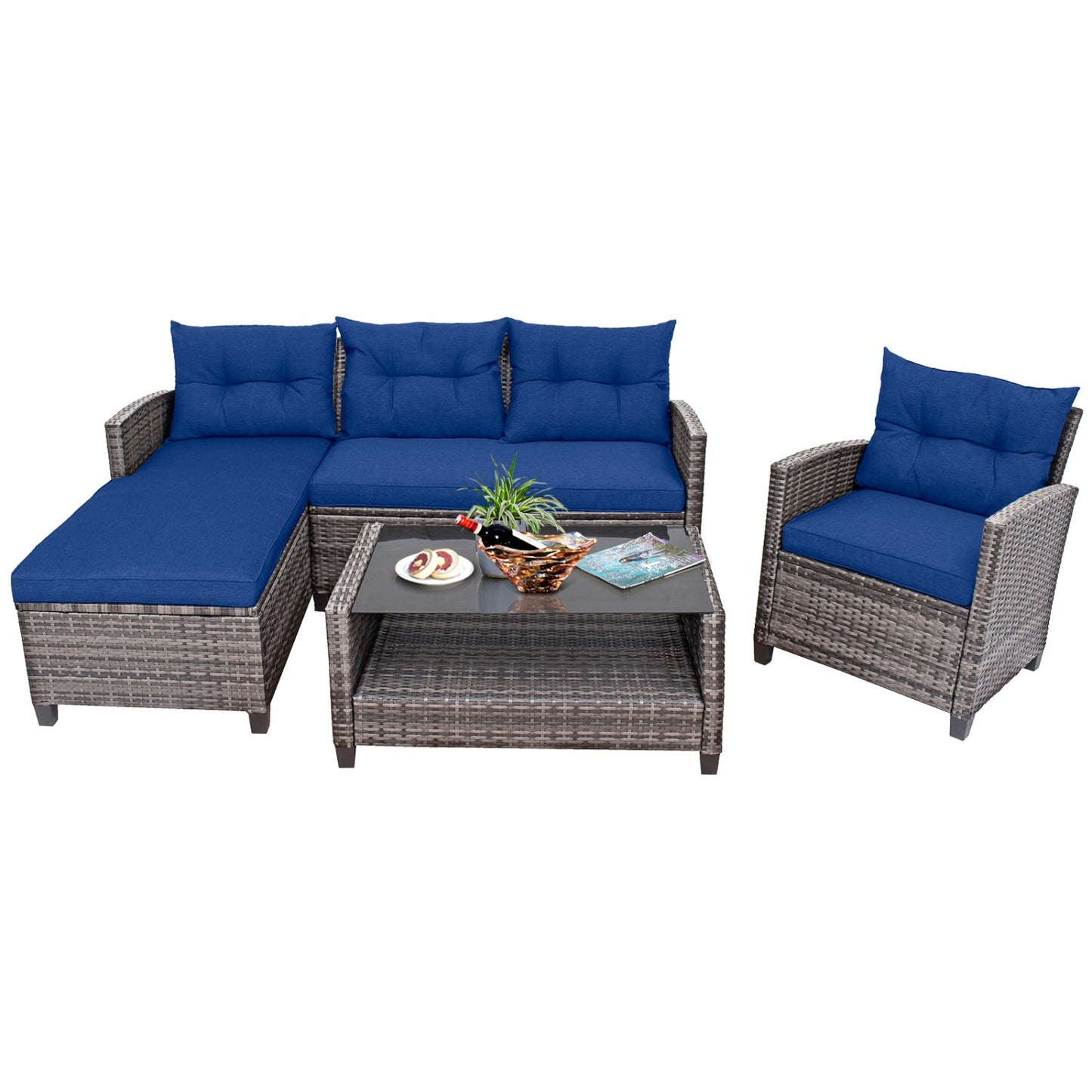 4-Piece Outdoor Sectional Sofa Set with Coffee Table