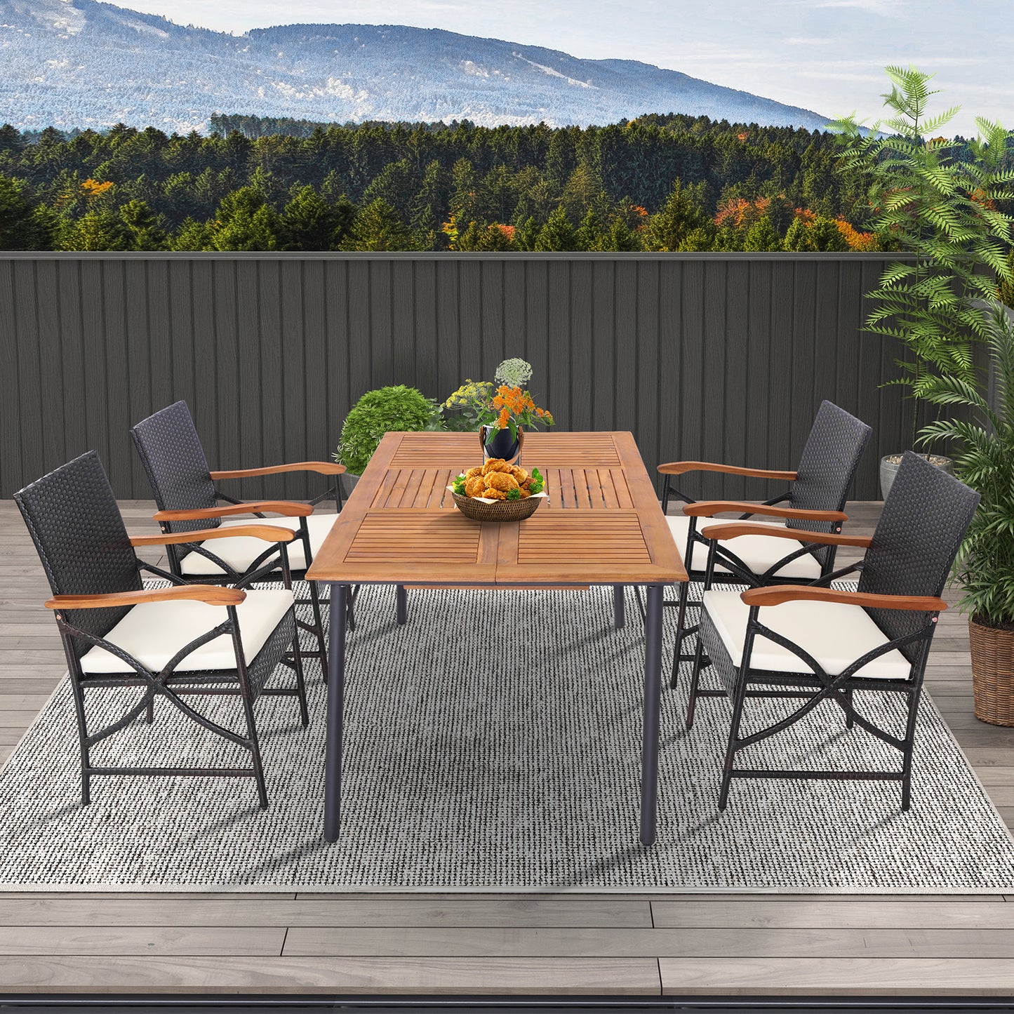 Patio Wicker Dining Chairs with Cushions - Set of 2/4