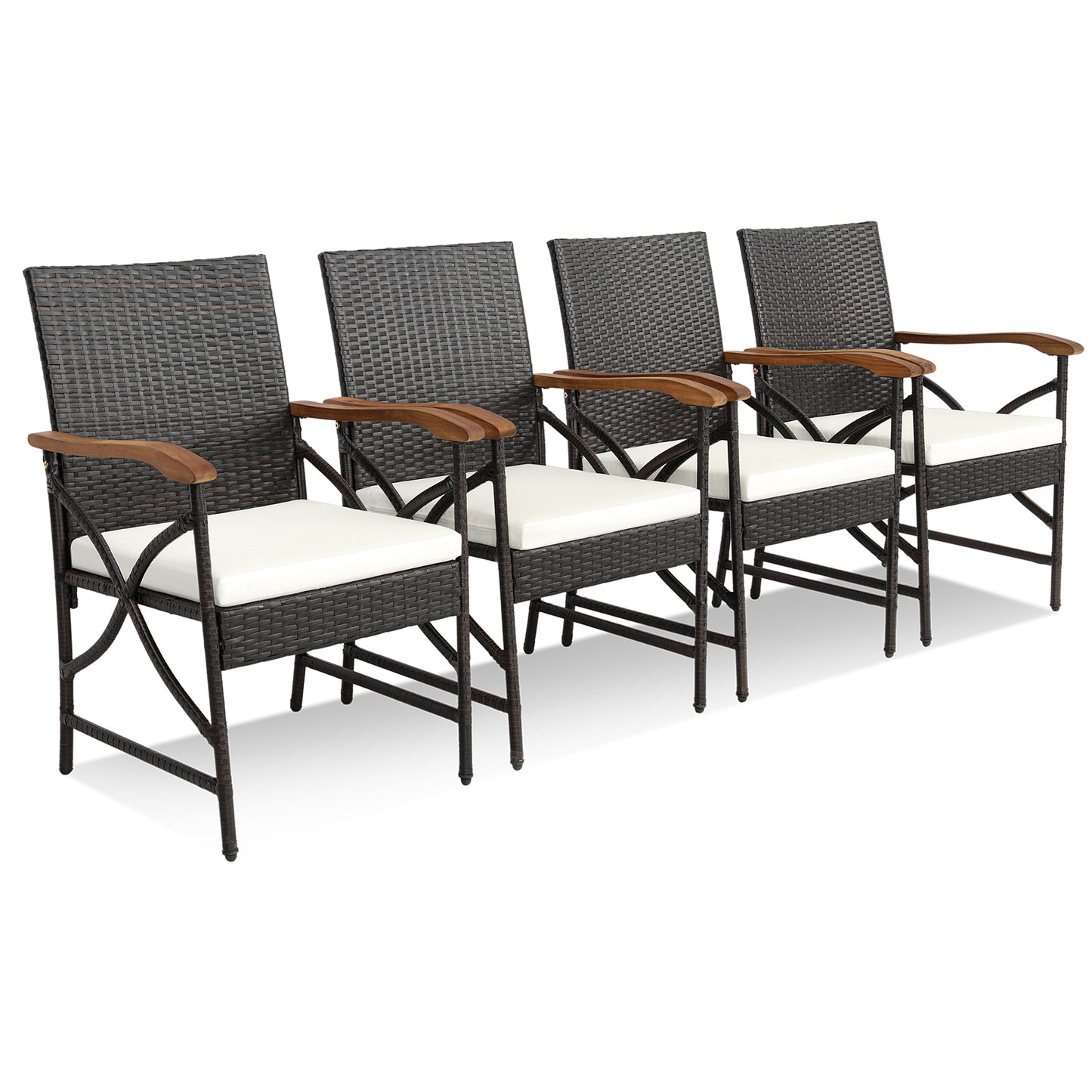 Patio Wicker Dining Chairs with Cushions - Set of 2/4