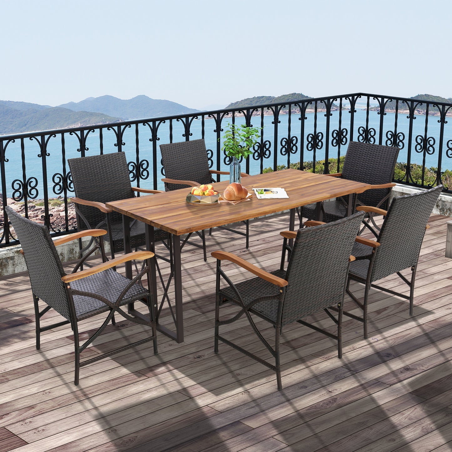 Patio Wicker Dining Chairs with Cushions - Set of 2/4