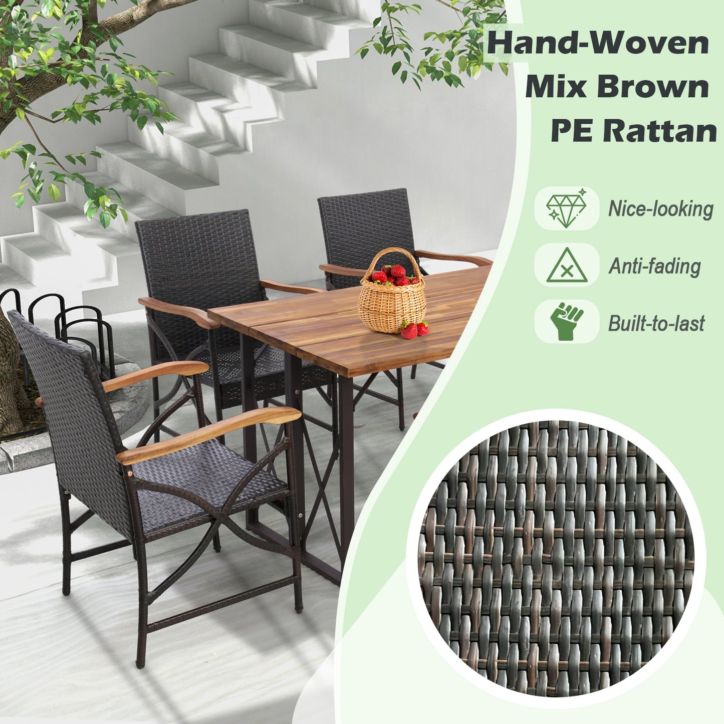 Patio Wicker Dining Chairs with Cushions - Set of 2/4