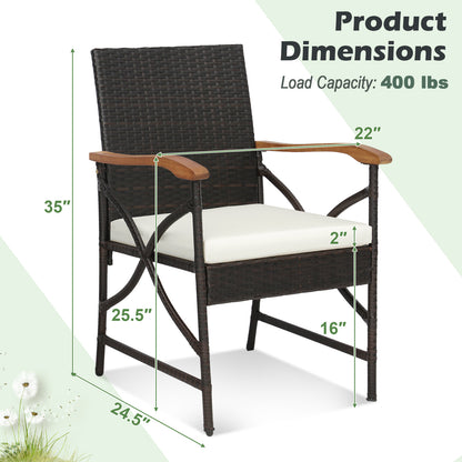 Patio Wicker Dining Chairs with Cushions - Set of 2/4