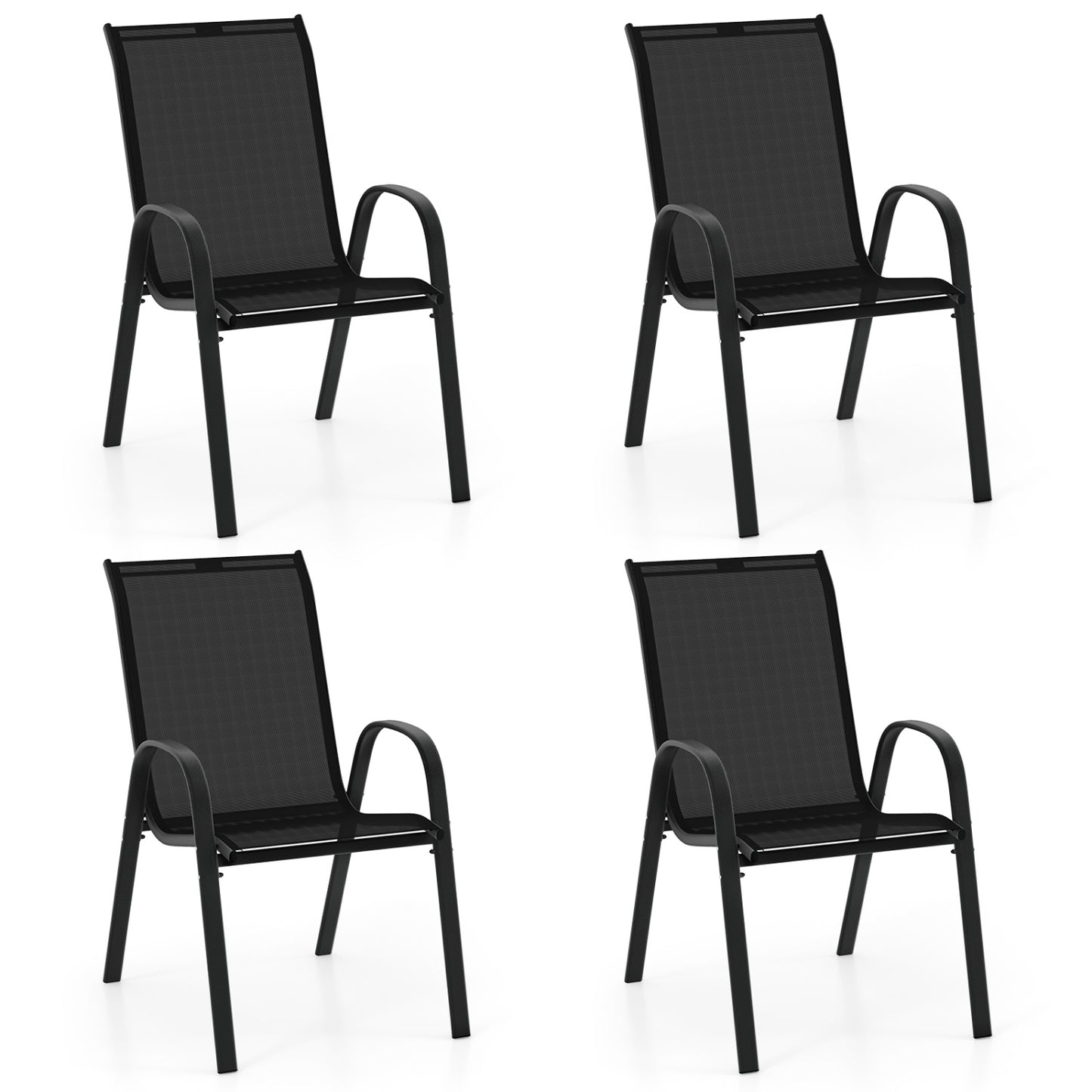 Stackable Patio Dining Chairs Set of 4 with Armrests