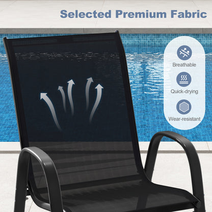 Stackable Patio Dining Chairs Set of 4 with Armrests