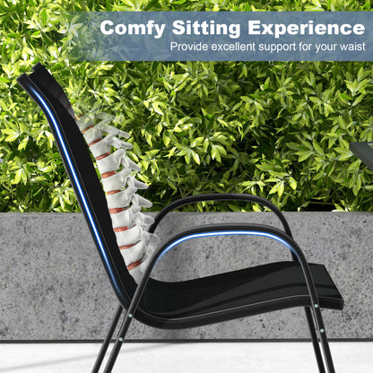 Stackable Patio Dining Chairs Set of 4 with Armrests