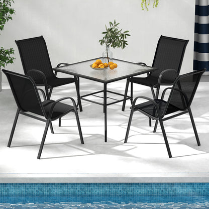 Stackable Patio Dining Chairs Set of 4 with Armrests