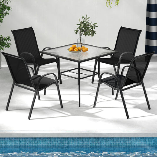 Stackable Patio Dining Chairs Set of 4 with Armrests