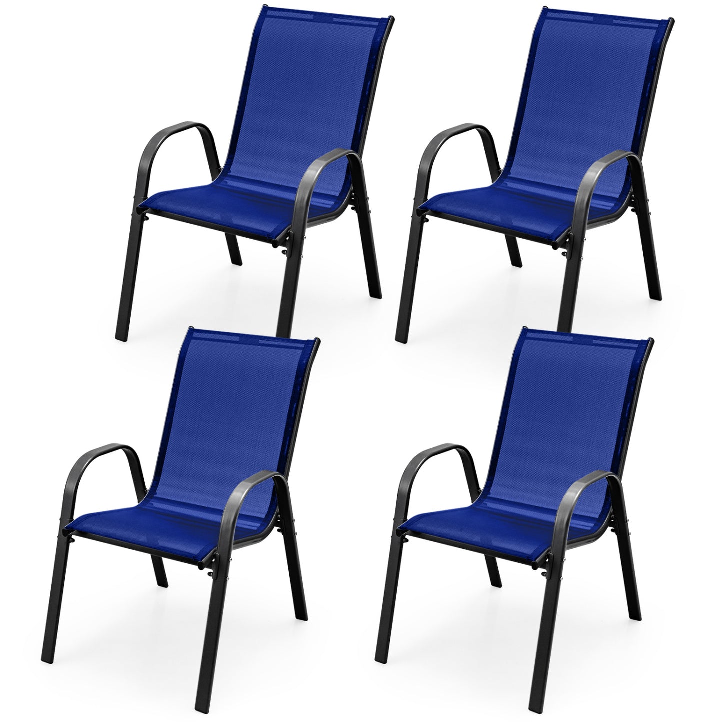 Stackable Patio Dining Chairs Set of 4 with Armrests