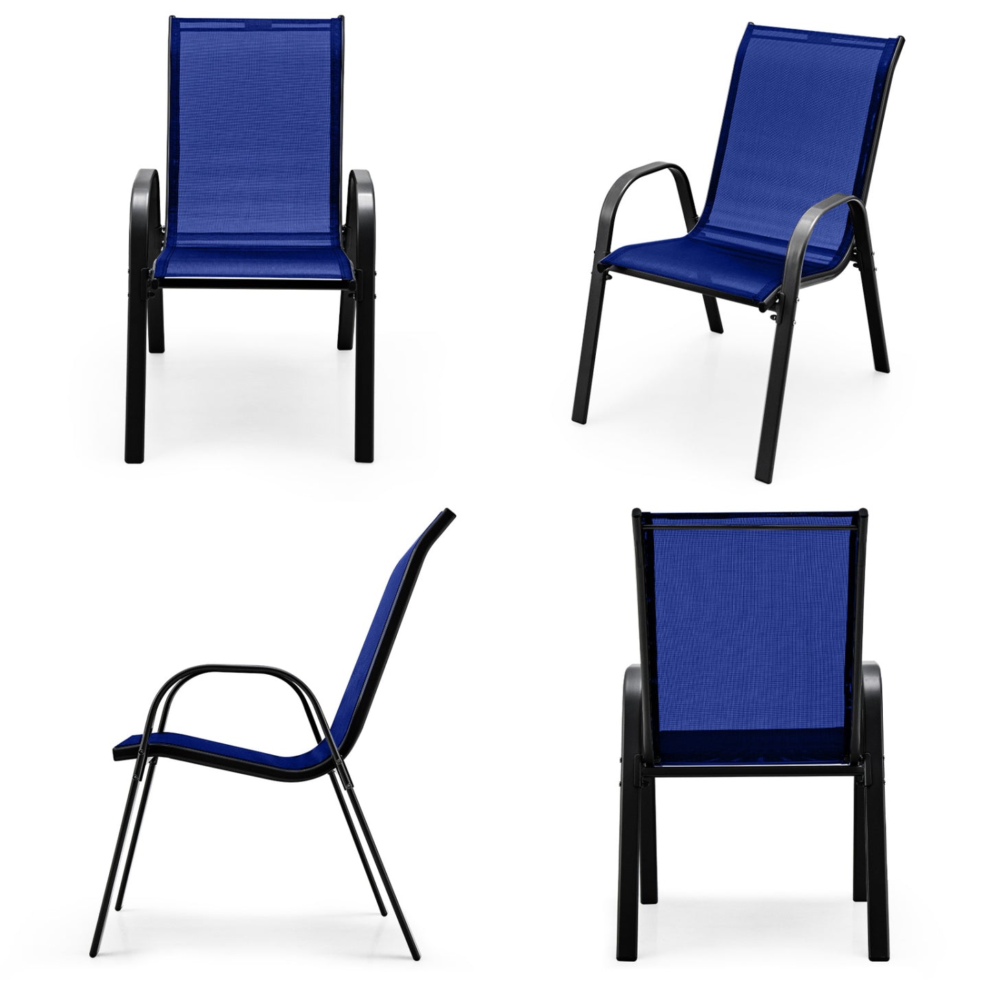 Stackable Patio Dining Chairs Set of 4 with Armrests