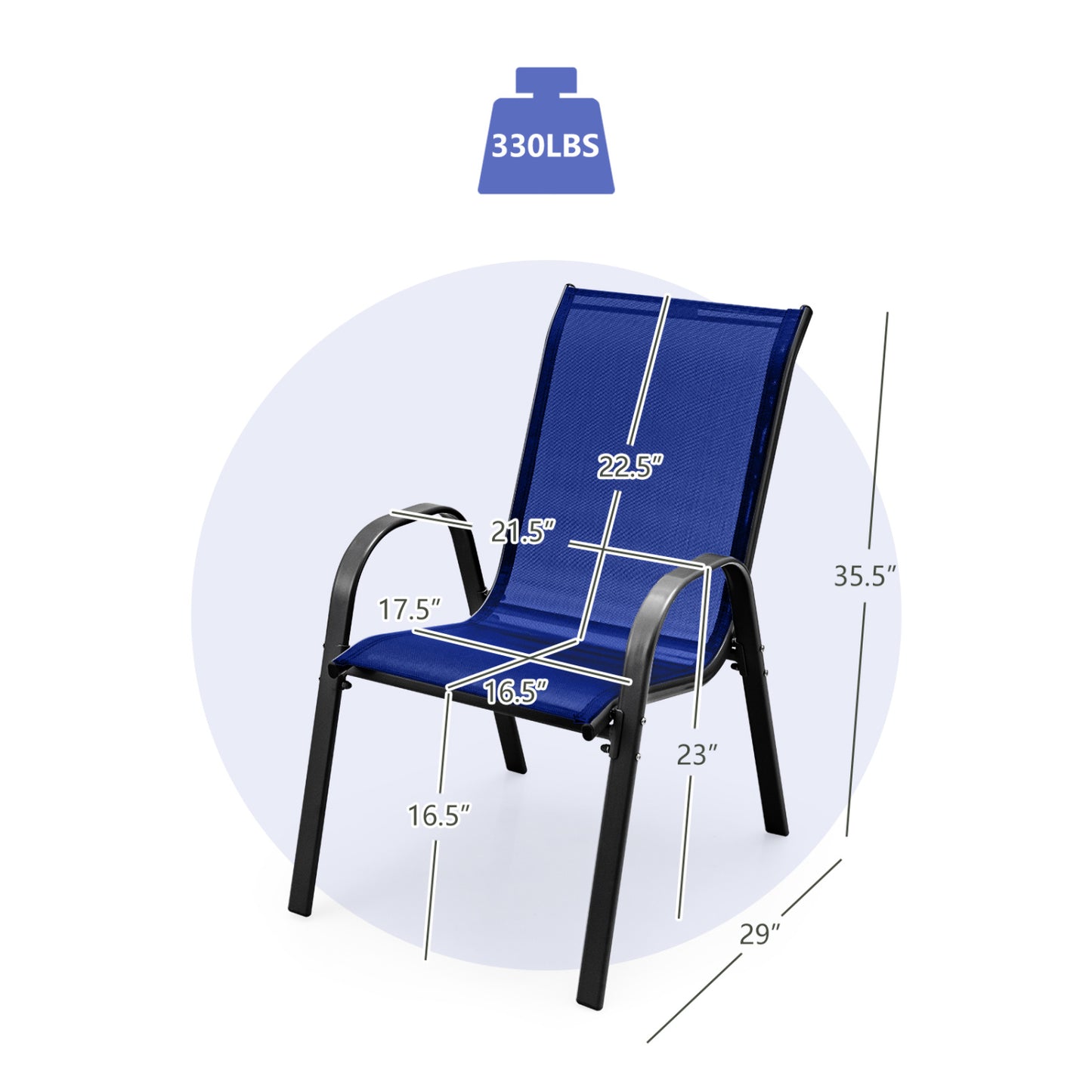 Stackable Patio Dining Chairs Set of 4 with Armrests