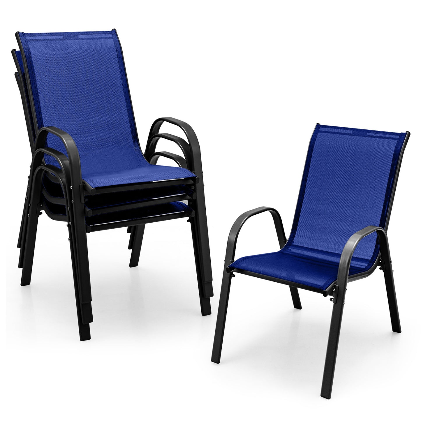 Stackable Patio Dining Chairs Set of 4 with Armrests