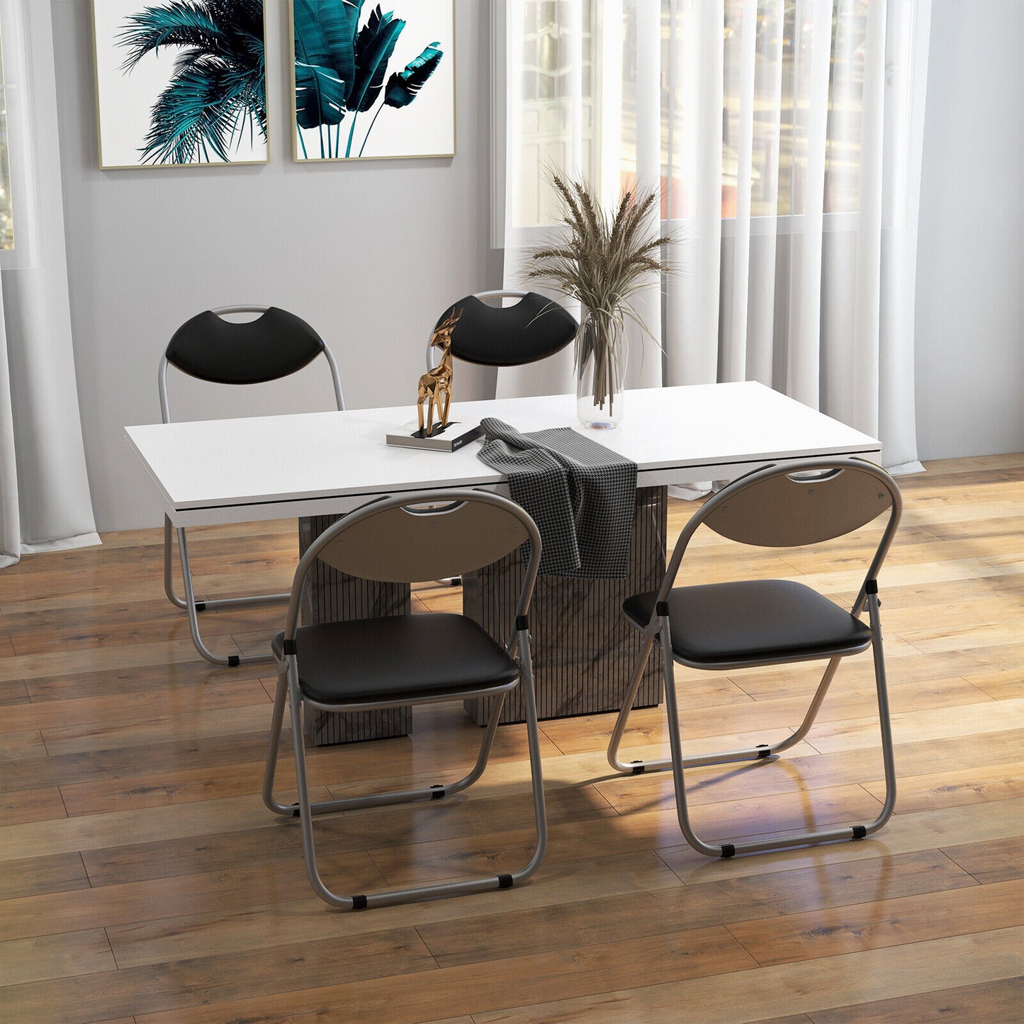 U-Shape Folding Chairs with Hollow Handle - Set of 6