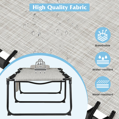 4-Position Folding Chaise Lounge with Adjustable Backrest