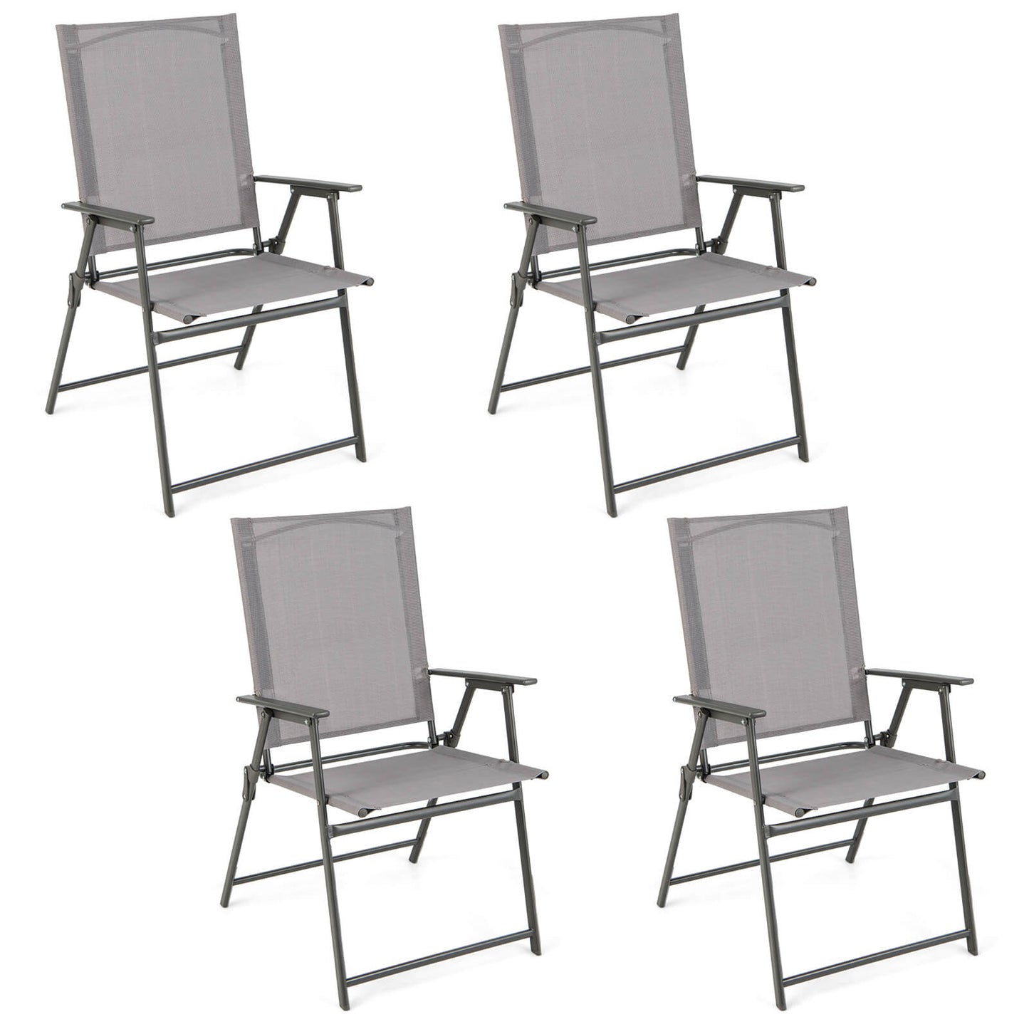 Folding Patio Chairs Set of 4 with Metal Frame