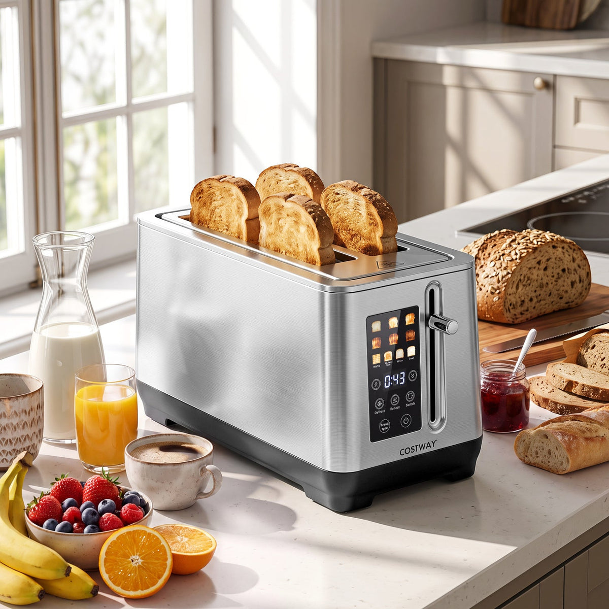 4 Slice Toaster with LED Display and 6 Browning Levels
