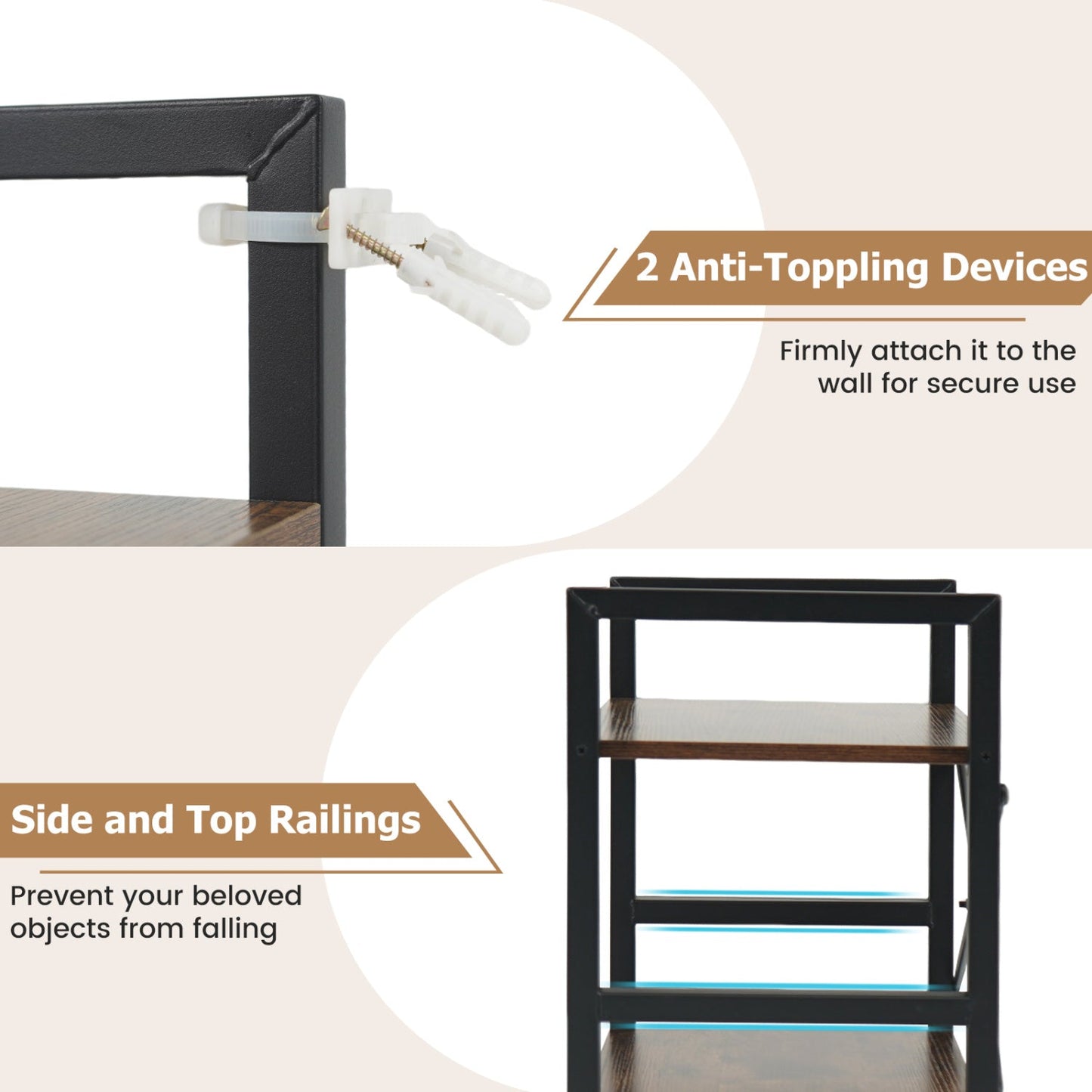 4-Tier Bookshelf Narrow Freestanding Display Shelf with Metal Frame