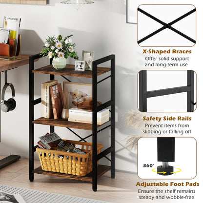 4-Tier Bookshelf with Metal Frame and Wooden Storage Racks for Study