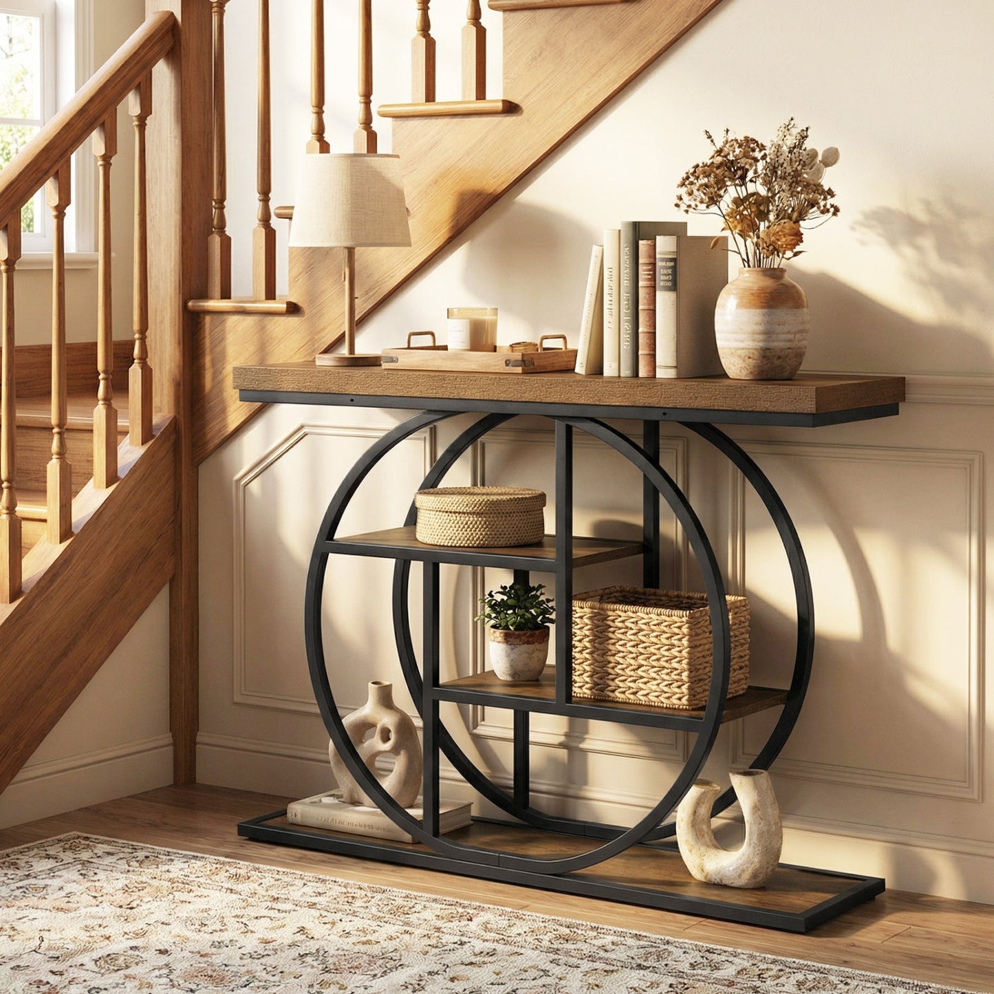 4-Tier Console Table 41 Inches Entryway Table with Storage Shelves