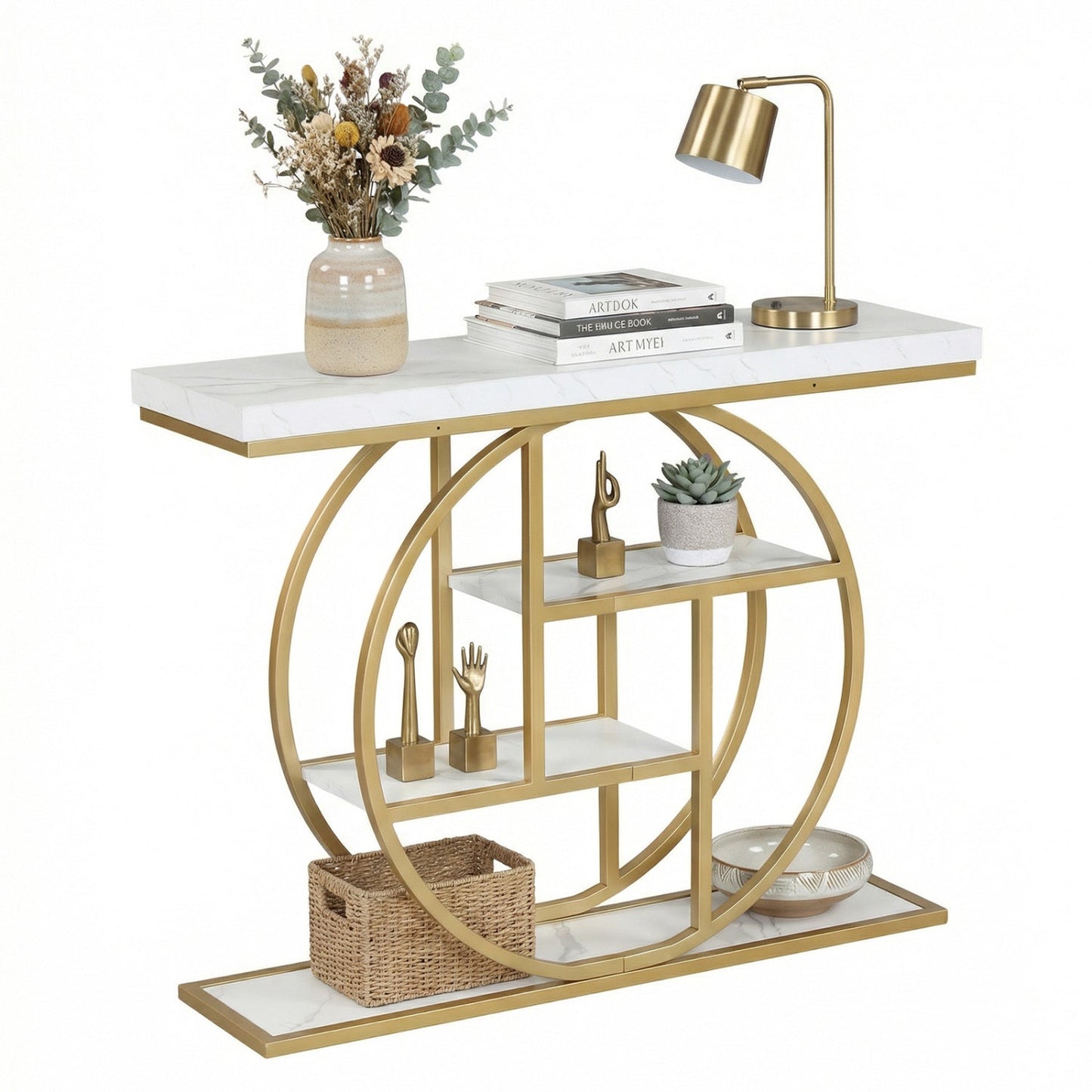 4-Tier Console Table 41 Inches Entryway Table with Storage Shelves
