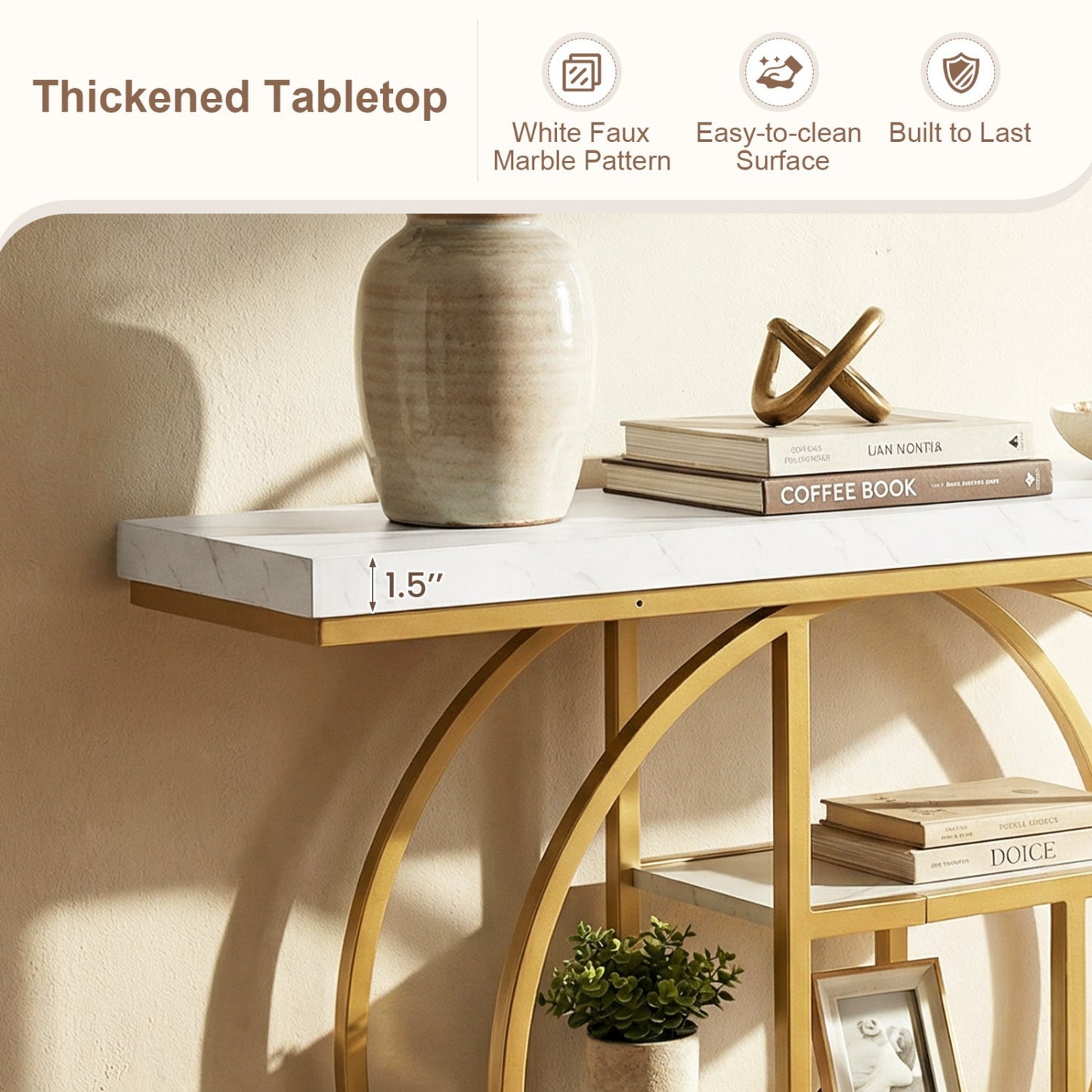 4-Tier Console Table 41 Inches Entryway Table with Storage Shelves