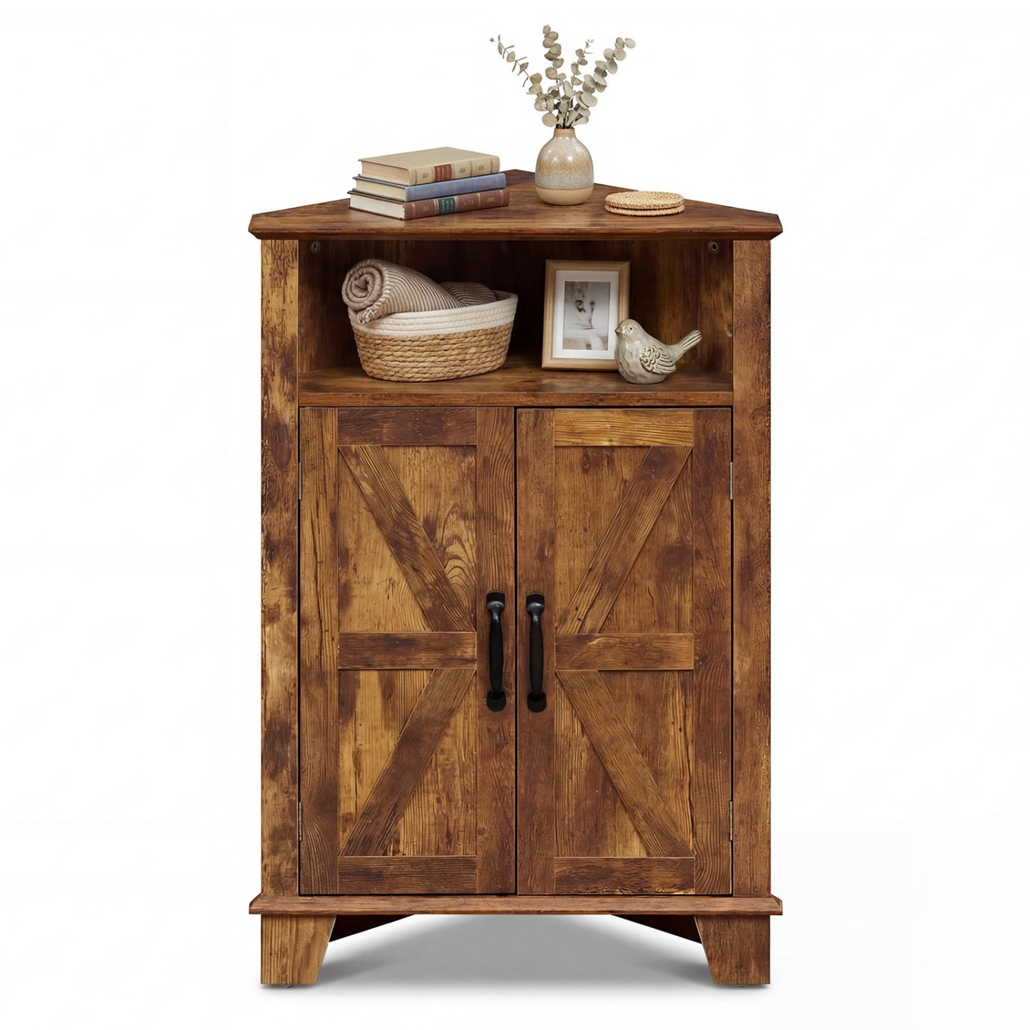 4-Tier Corner Storage Cabinet with Open Shelf