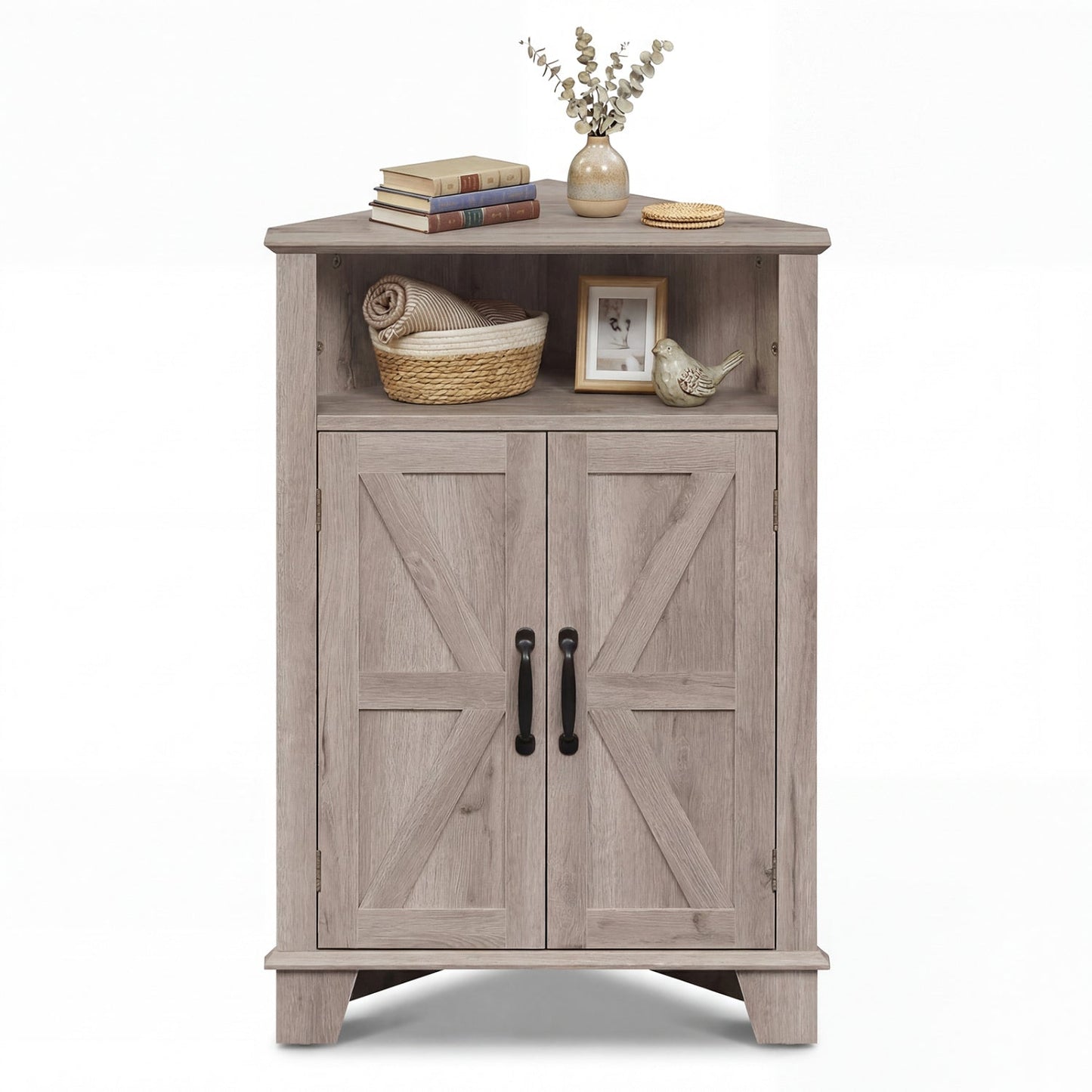 4-Tier Corner Storage Cabinet with Open Shelf
