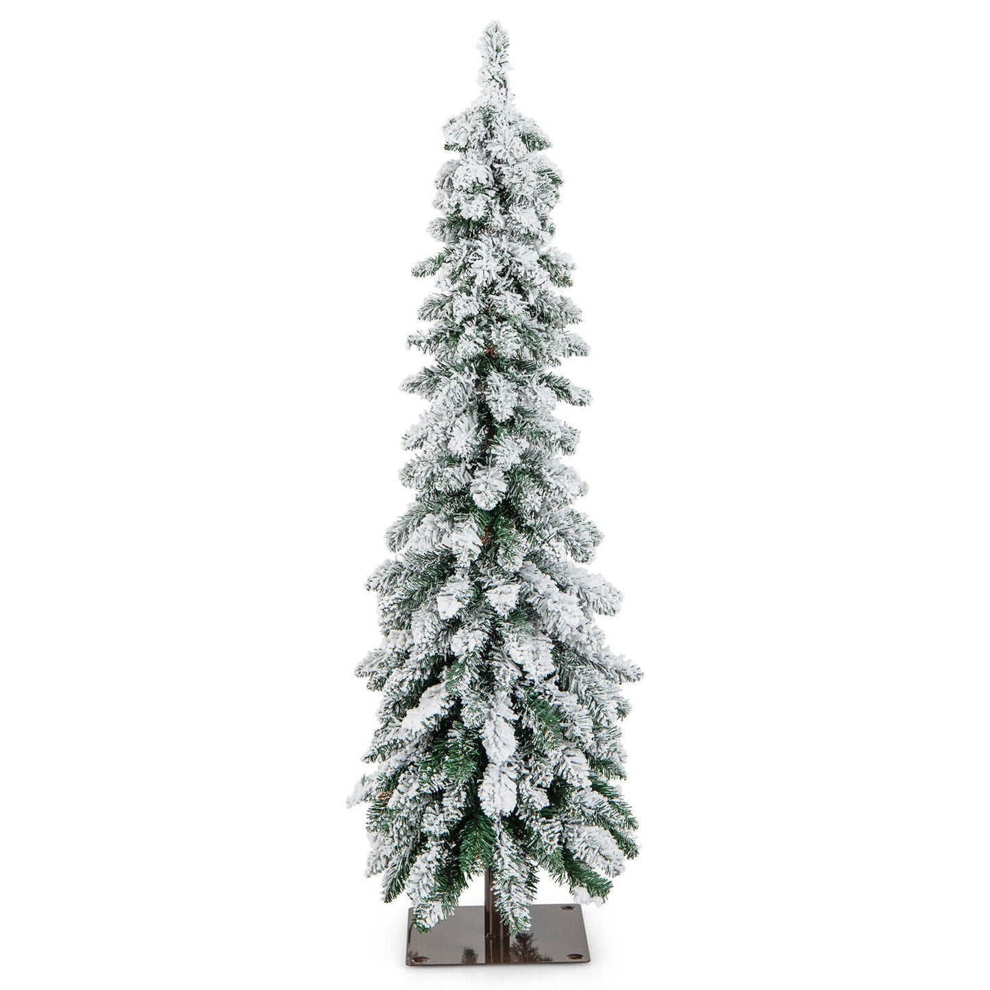 4/5/6 Feet Pre-Lit Artificial Christmas Tree Snow-Flocked Slim Pencil Xmas Decor-5 ft