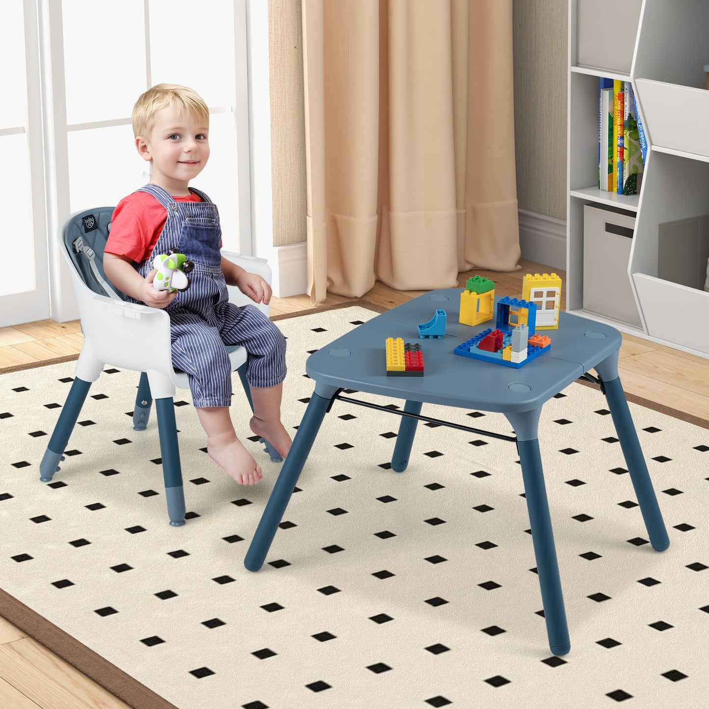 4-in-1 Convertible Baby High Chair with PU Cushion