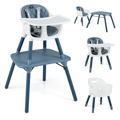 4-in-1 Convertible Baby High Chair with PU Cushion