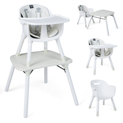 4-in-1 Convertible Baby High Chair with PU Cushion