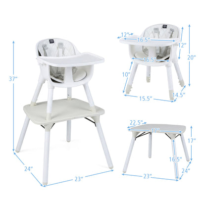 4-in-1 Convertible Baby High Chair with PU Cushion