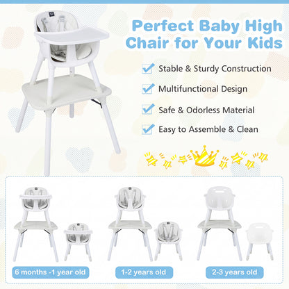 4-in-1 Convertible Baby High Chair with PU Cushion
