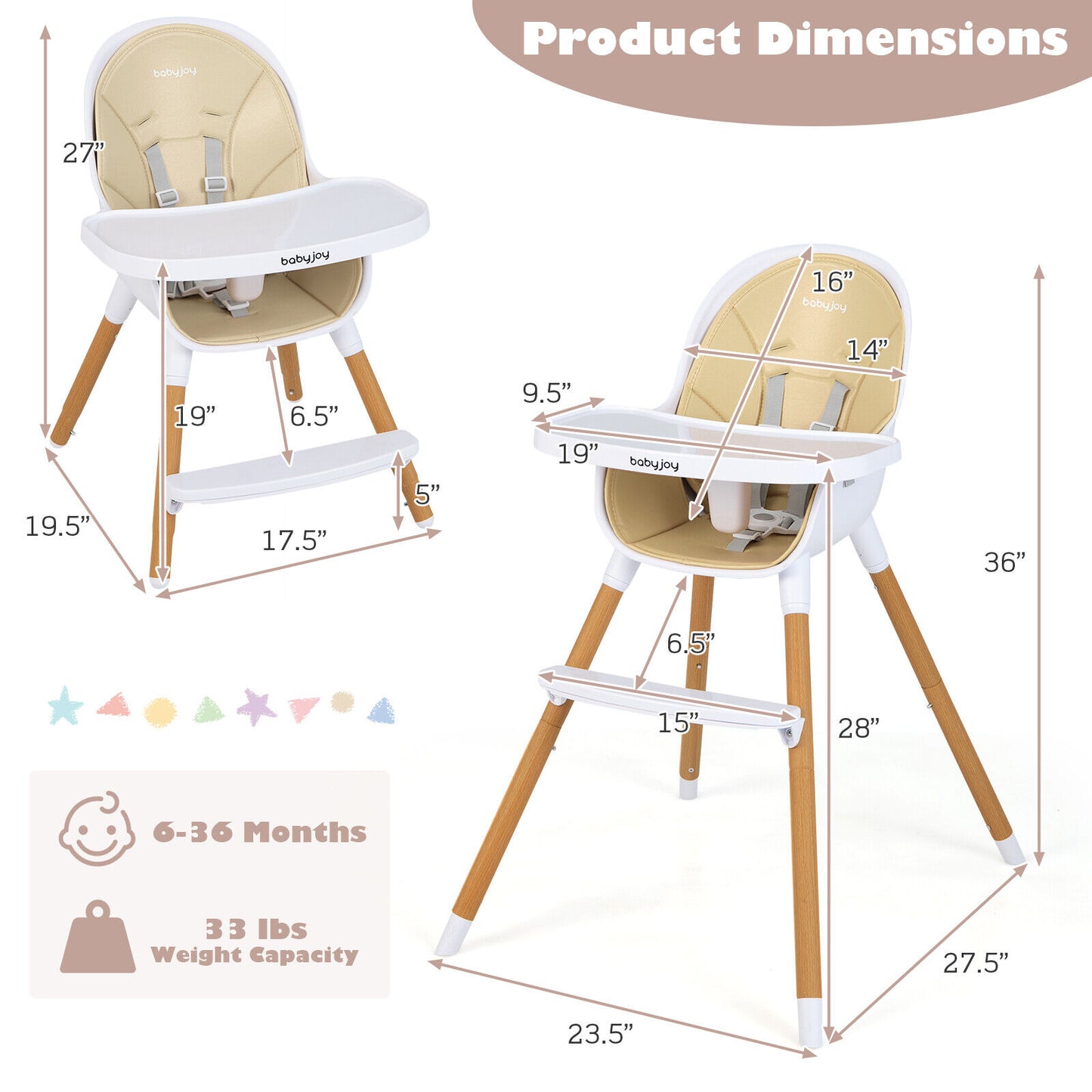 4-in-1 Convertible Baby High Chair with Adjustable Tray