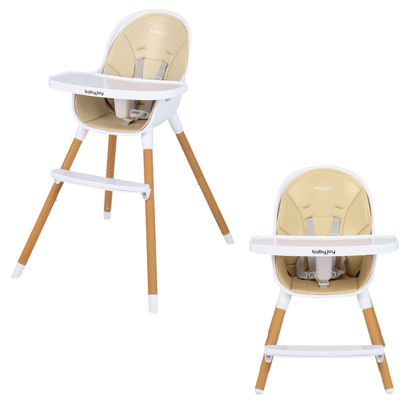 4-in-1 Convertible Baby High Chair with Adjustable Tray