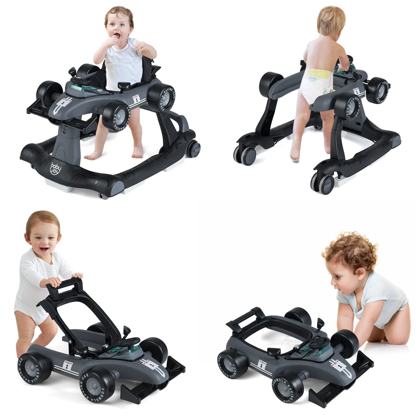 4-in-1 Foldable Activity Push Walker with Adjustable Height