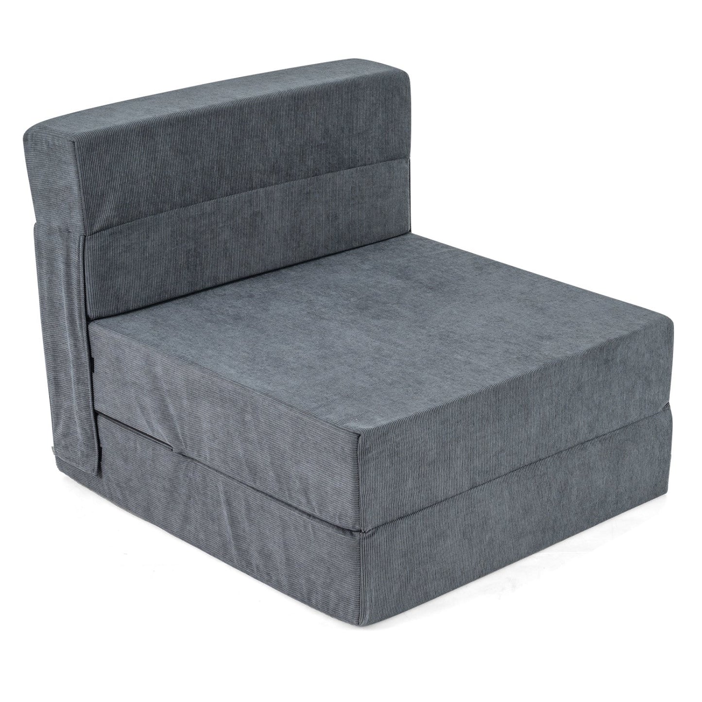 4-in-1 Folding Sofa Bed with Corduroy Cover and Smooth Zipper for Living Room