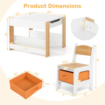 Kids Activity Table and Chair Set with Reversible Tabletop