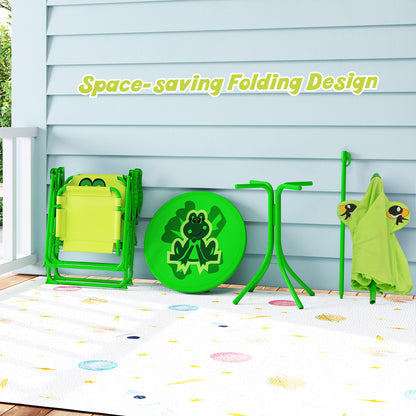 Kids Picnic Table Set with Folding Chairs and Umbrella