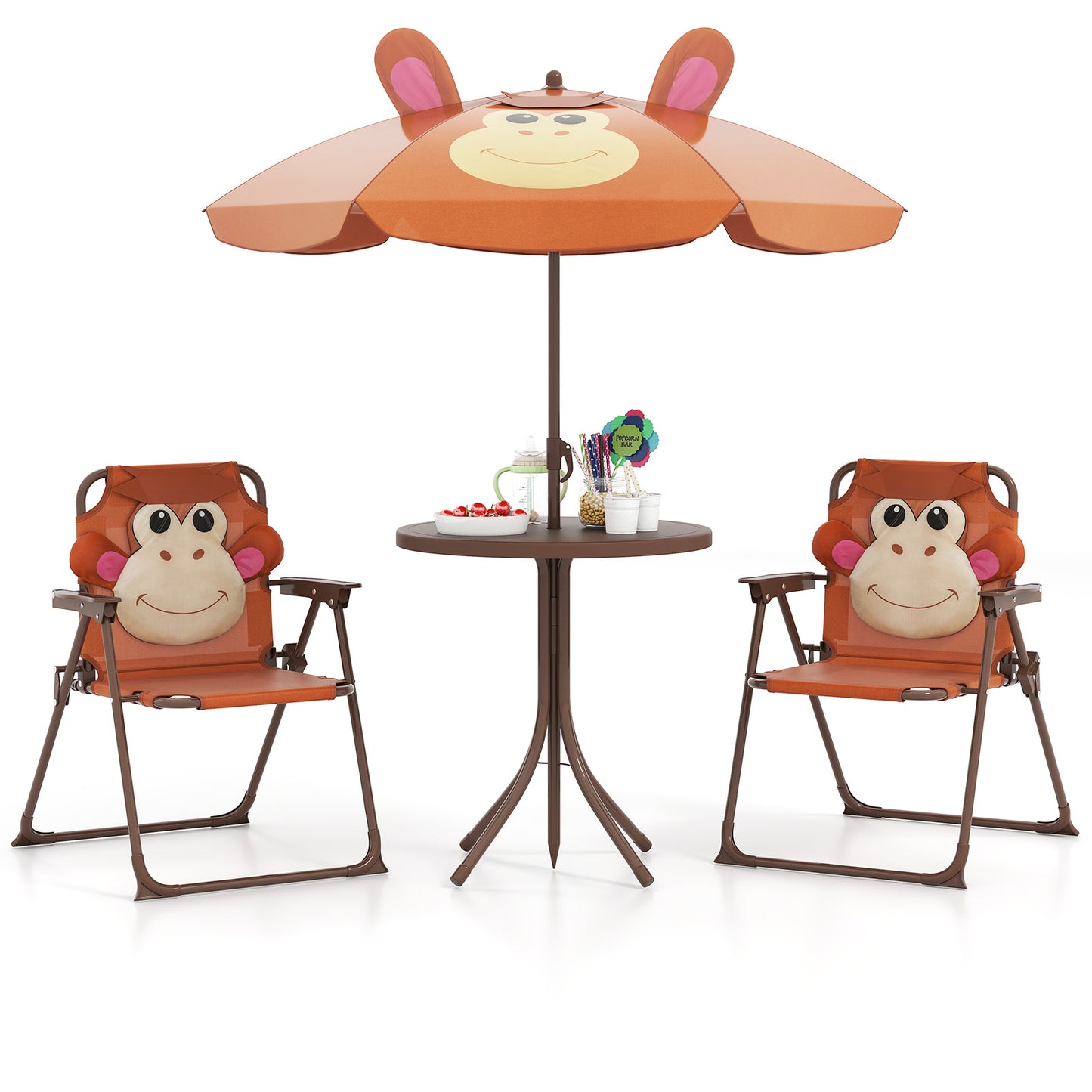 Kids Picnic Table Set with Folding Chairs and Umbrella