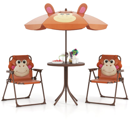 Kids Picnic Table Set with Folding Chairs and Umbrella