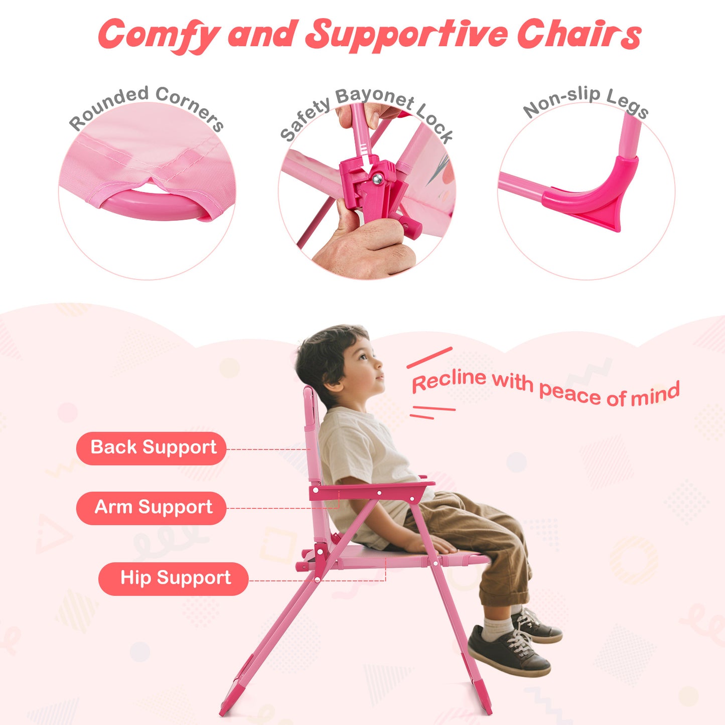 Kids Picnic Table Set with Folding Chairs and Umbrella