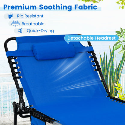 4-Position Folding Chaise Lounge with Adjustable Backrest