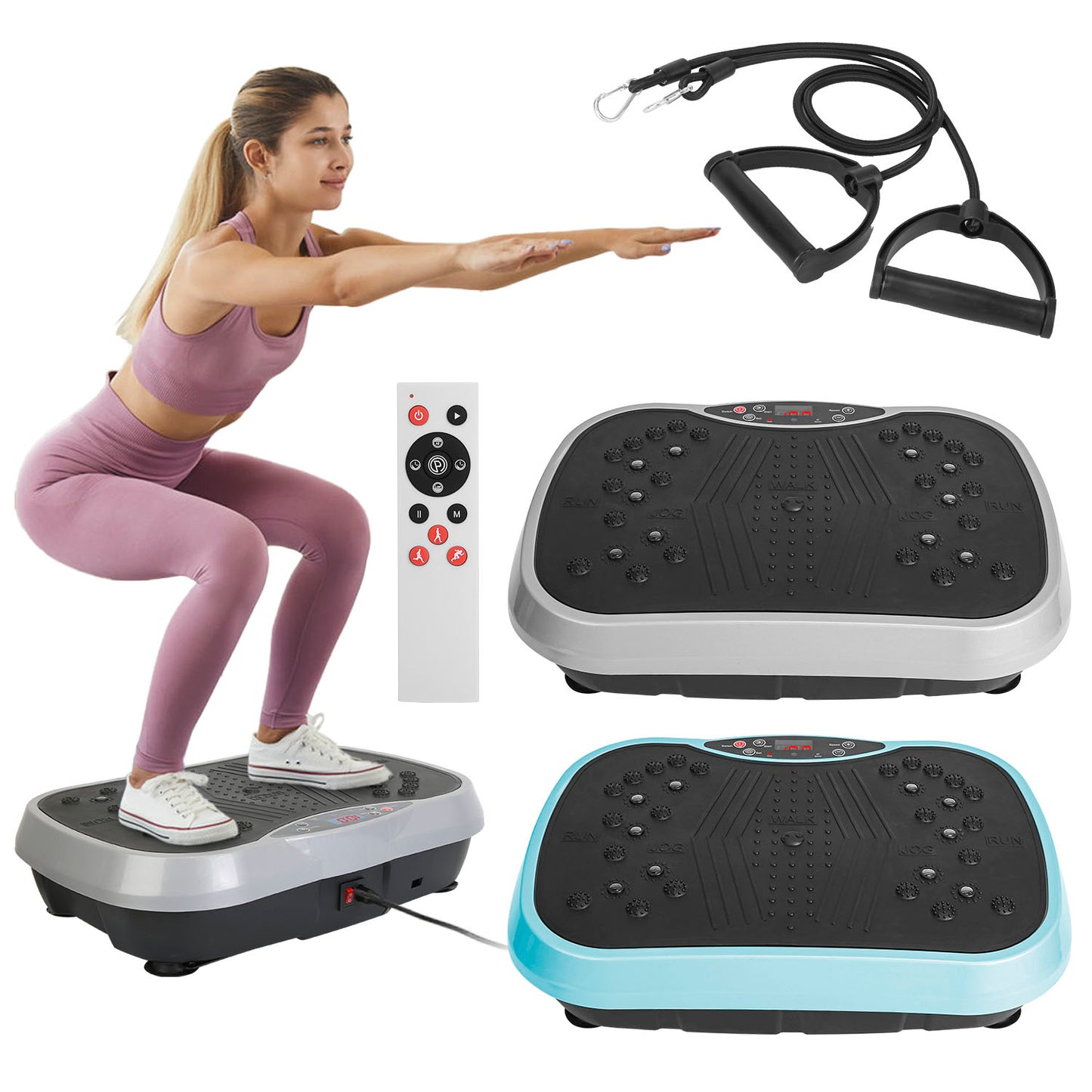 Vibration Platform Exercise Machine with Resistance Bands
