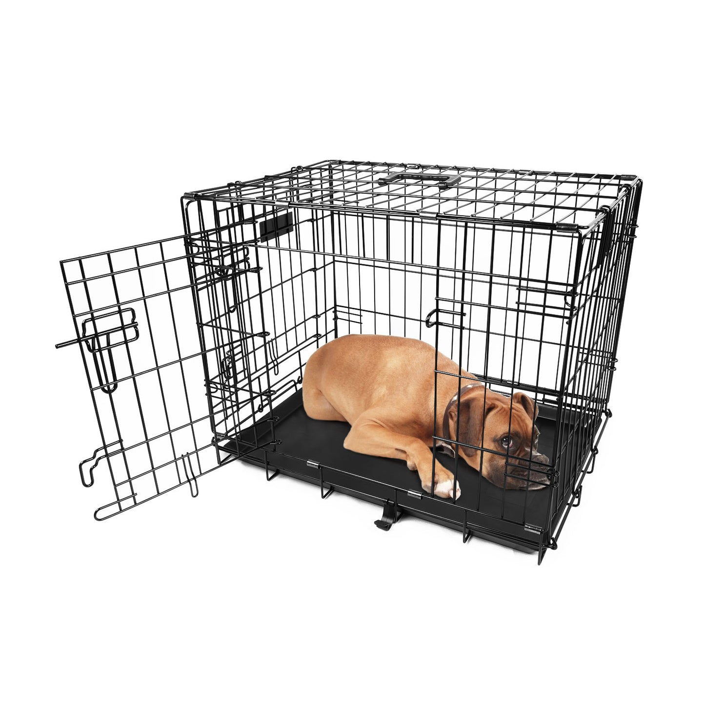 30-Inch Folding Metal Dog Crate with Double Door