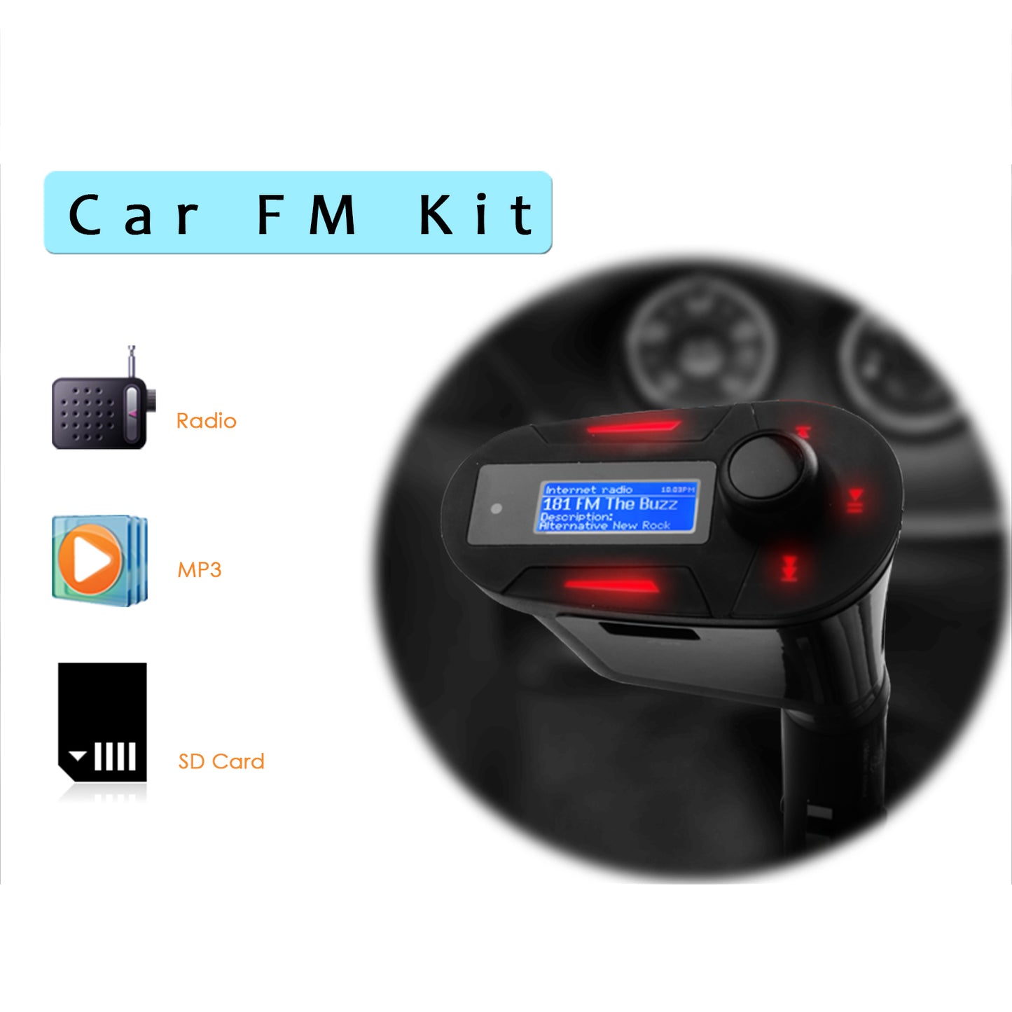 Wireless FM Transmitter MP3 Player with Remote Control