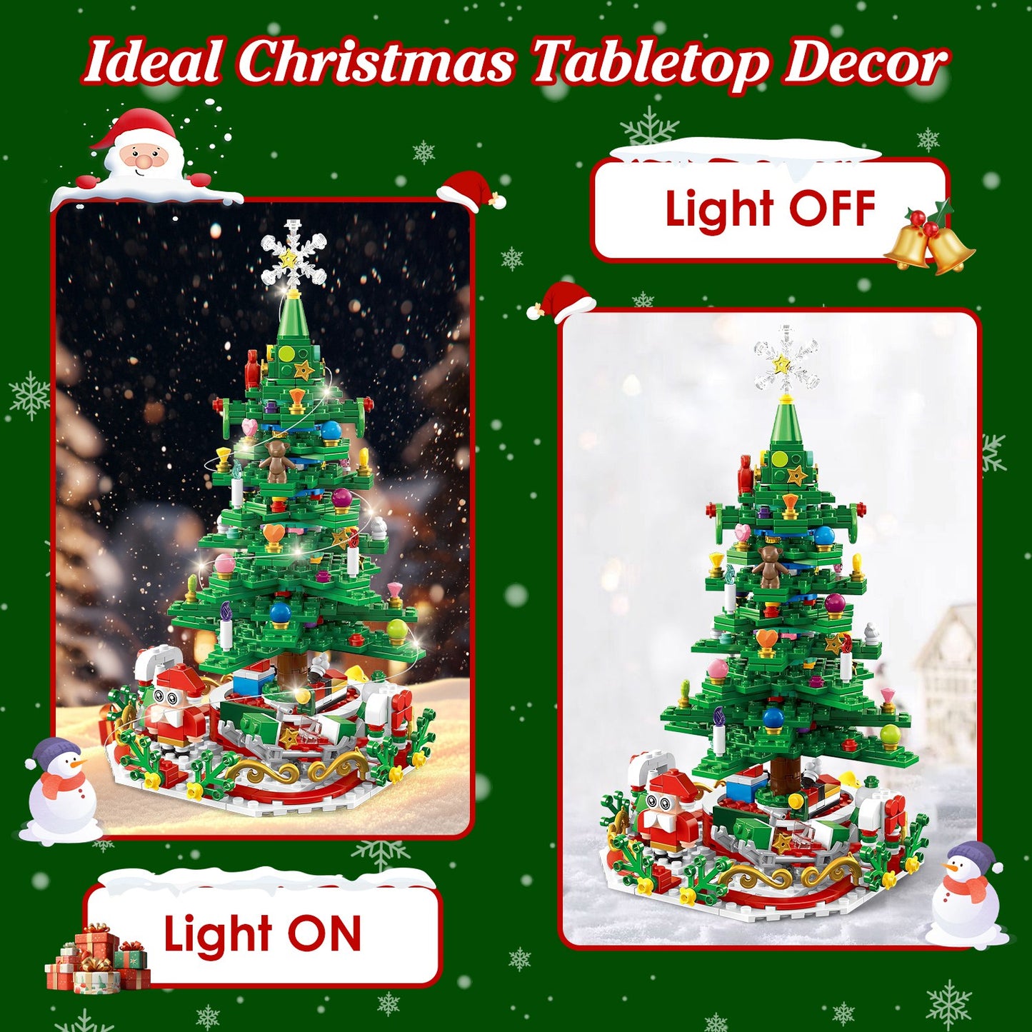 Christmas Tree Building Set with LED Lights & 24-Day Calendar