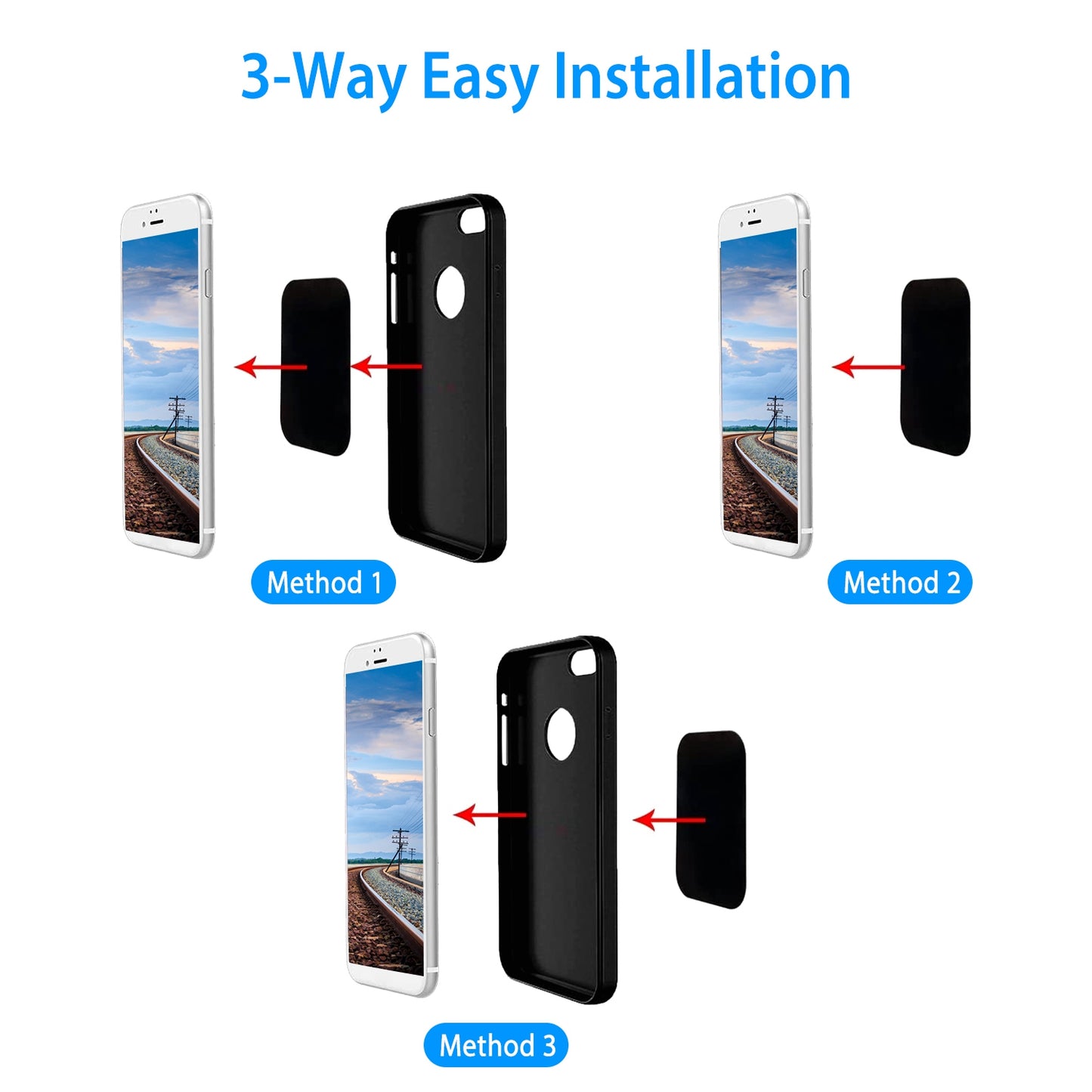 Metal Plates for Magnetic Car Mount - 8 Pack Universal Adhesive