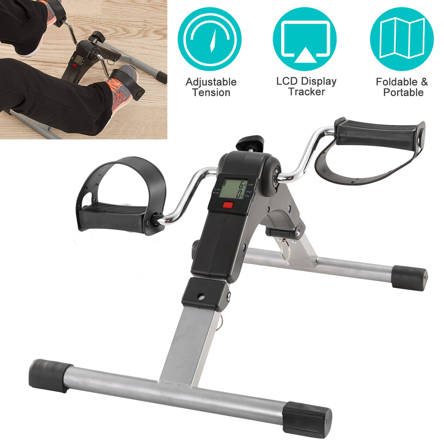Mini Pedal Exerciser with LCD Display - Foldable